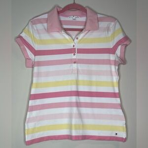 Tommy Hilfiger - Striped Pink and Yellow Polo Shirt